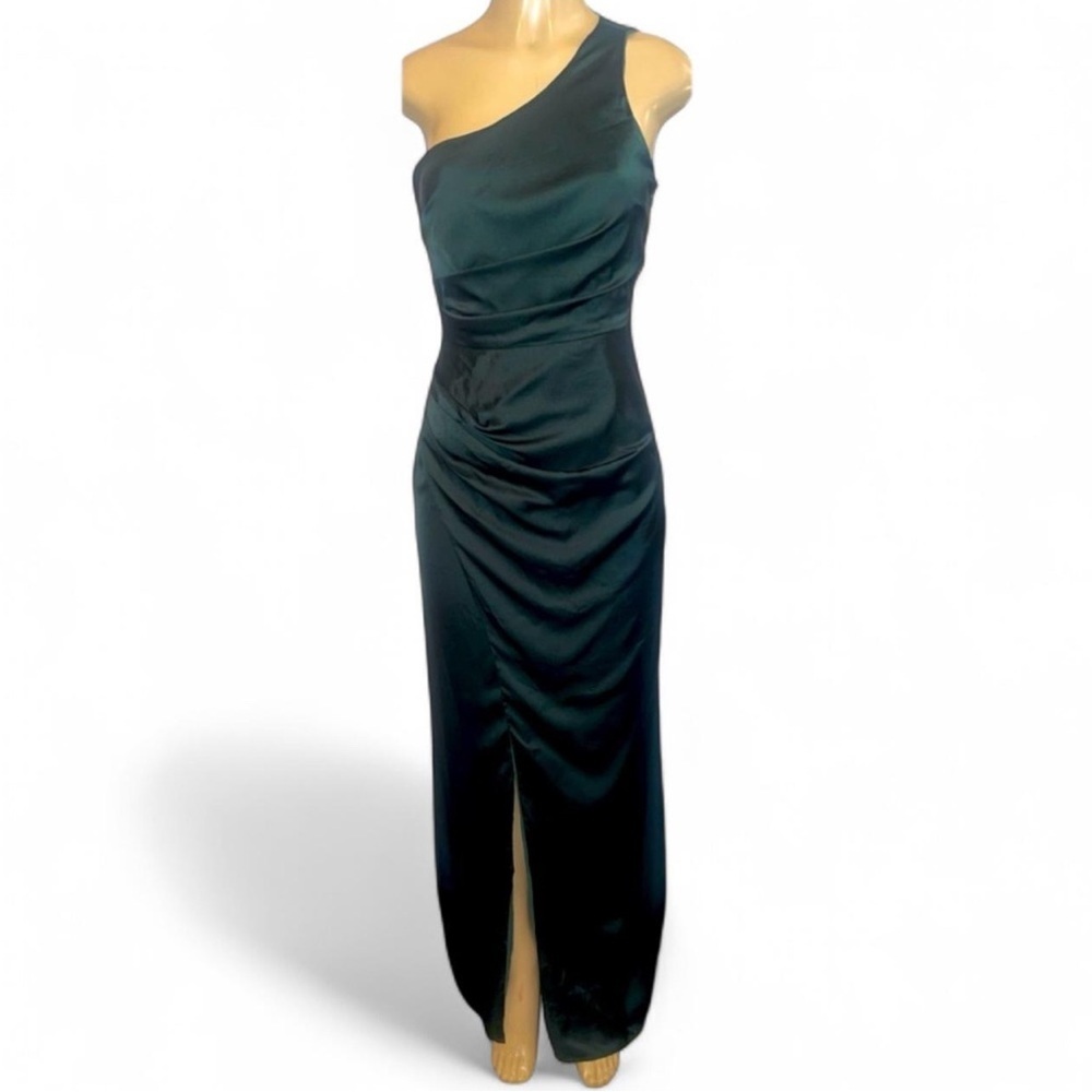 Lulus Emerald Green One-Shoulder Satin Formal Maxi Dress  Small NWT